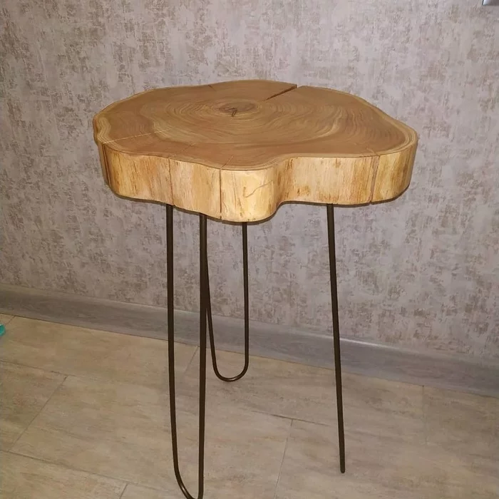 Bedside table with a live edge made from cut elm (elm) - My, Karagach, With your own hands, Homemade, Longpost