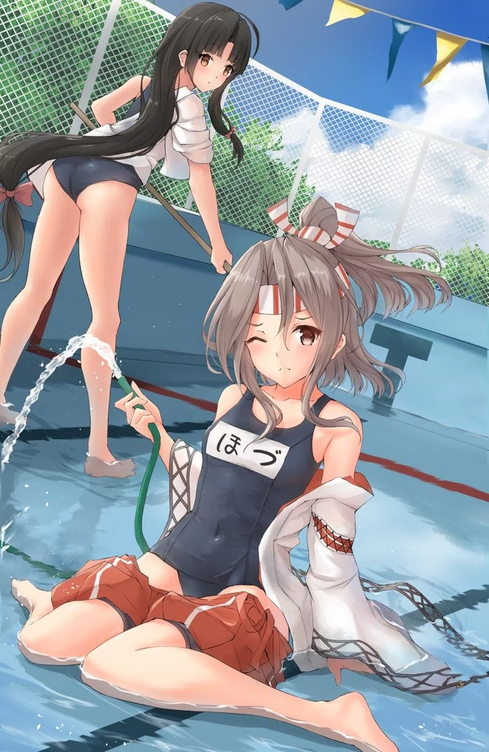 Shouhou и Zuihou - Kantai Collection, Аниме, Anime Art, Zuihou, Shouhou, Купальник