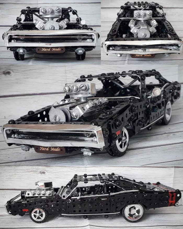 1970 Dodge Charger made of metal constructor - My, Dodge, Dodge charger, The fast and the furious, Muscle car, Modeling, Retro car, Longpost, Metal constructor
