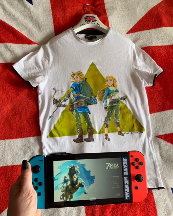 Zelda. Hand painted T-shirt with acrylic paints. Do you play Nintendo?) - My, Gamers, Nintedno nerd, The legend of zelda, Princess zelda, Nintendo, Games, T-shirt, Painting on fabric, Longpost