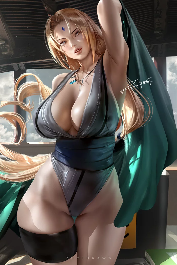 Tsunade - NSFW, Zumidraws, Наруто, Tsunade, Аниме, Anime Art, Арт, Эротика