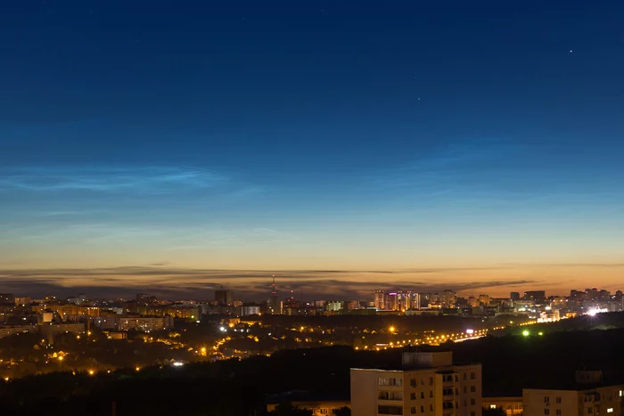 Noctilucent clouds over Ufa - My, Ufa, Clouds, Noctilucent clouds, Summer, Night, Stars, Cassiopeia, Series Time lapses