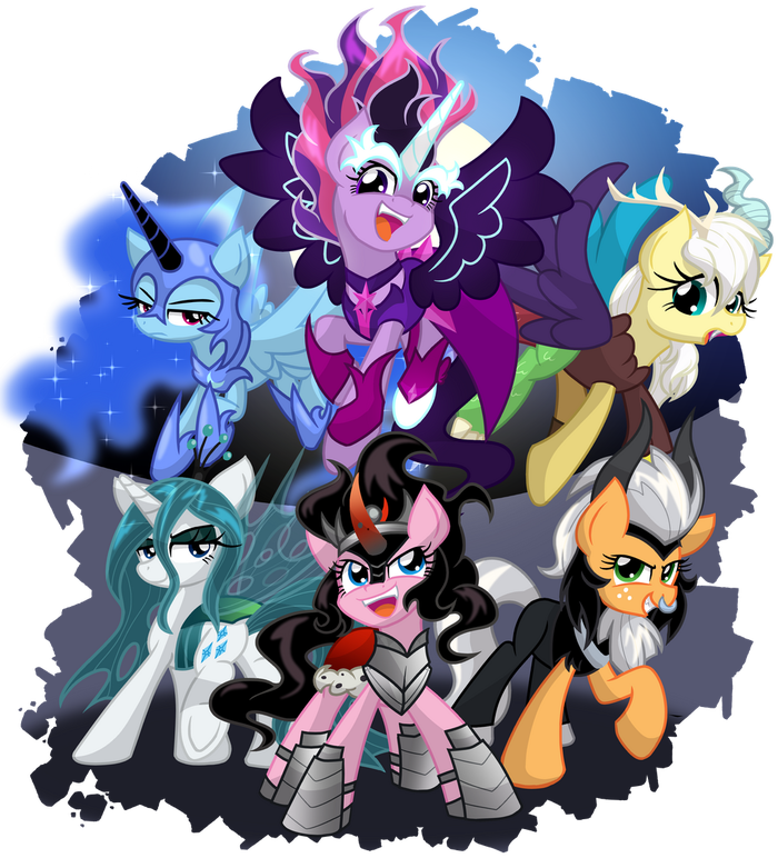  My Little Pony, Mane 6, MLP Discord, King Sombra, Nightmare Moon, Queen Chrysalis, Tirek, Midnight Sparkle