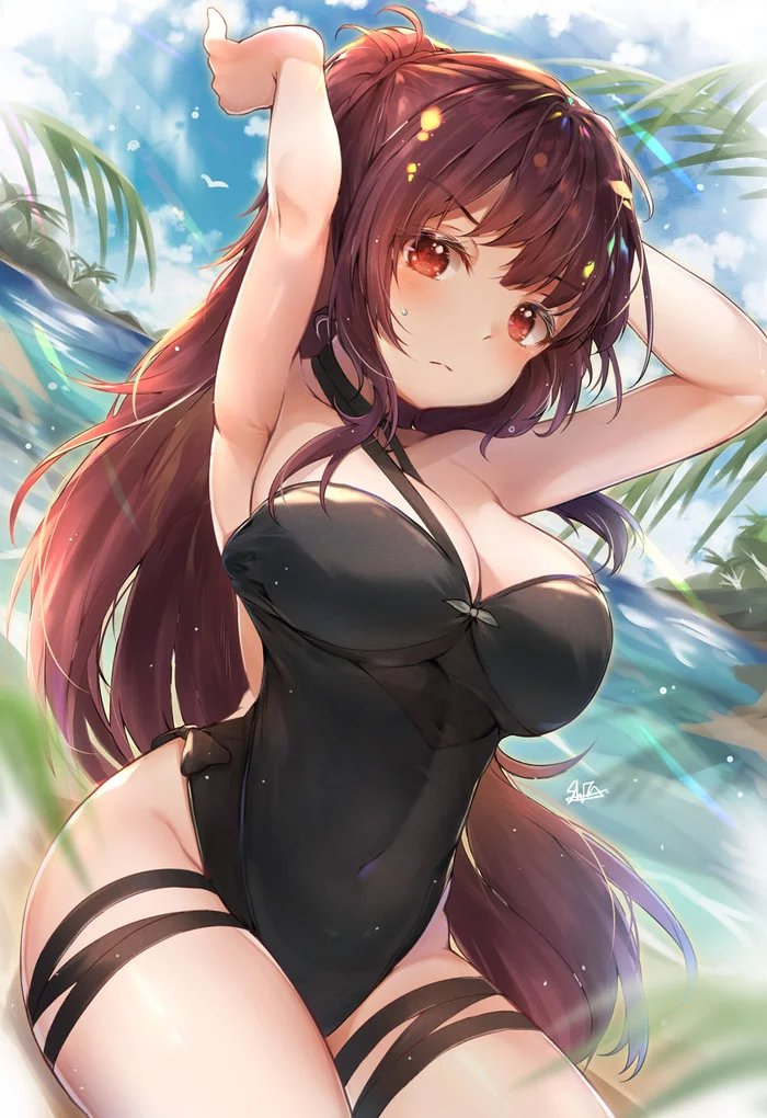 WA2000 - NSFW, Anime, Anime art, Girls frontline, WA2000, Swimsuit, Breast