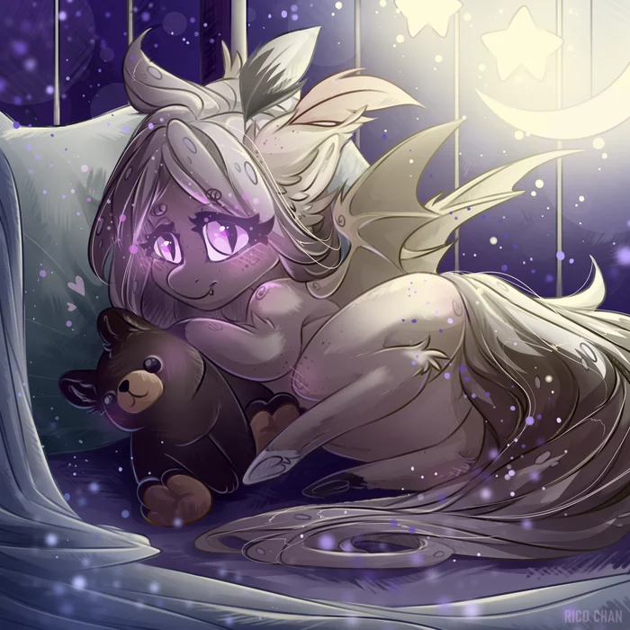 Batpony in the cradle - My, My little pony, Batpony, Original character, Ych, Chibi