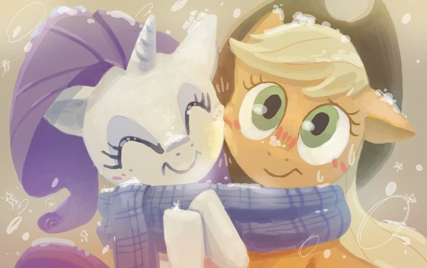 sudden snow - My little pony, Applejack, Rarity, Shipping, Rarijack Daily