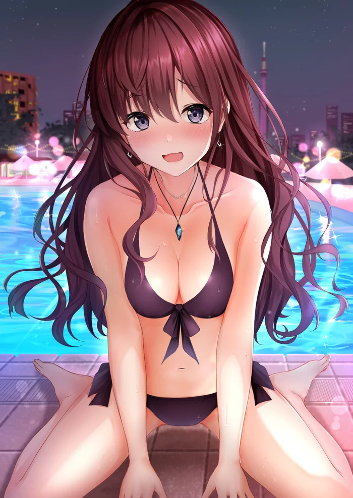 Shiki  Ichinose - NSFW, Anime, Anime art, The idolmaster, Idolmaster Cinderella Girls, Shiki ichinose, Swimsuit, Breast