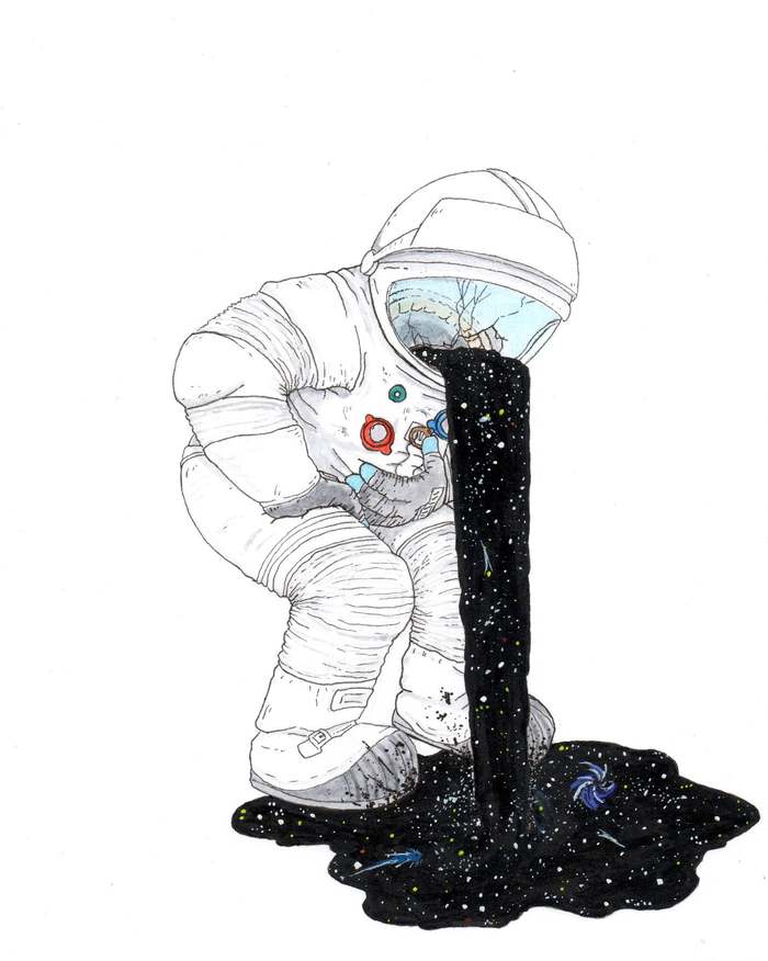 The Origin of the Universe (ink/watercolor, 2020) - Art, Space, Astronaut, Universe, Spacesuit, Reddit