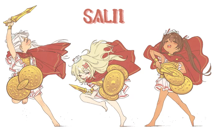 Salii, The ancient dancing priests - Kantai Collection, Grecale, Libeccio, Maestrale, Аниме, Anime Art, Римляне, Длиннопост