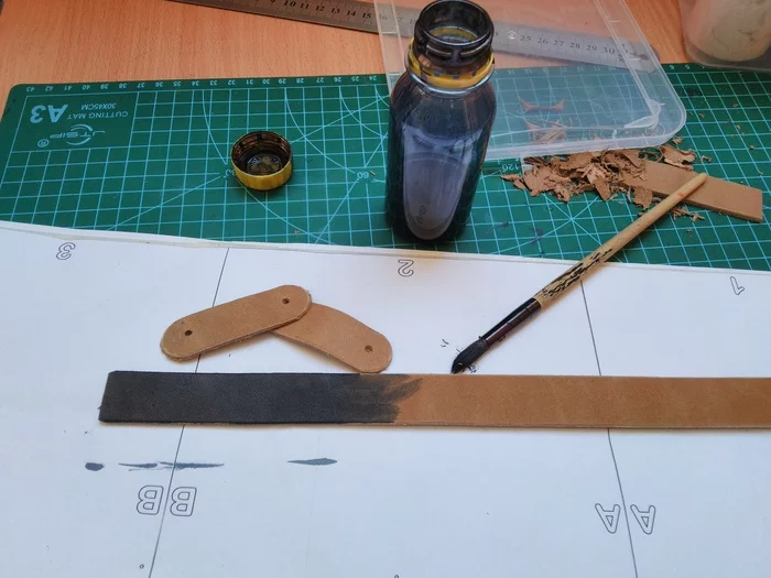 Choker. A little bit of the creation process - My, Natural leather, Choker, With your own hands, Leather products, Mask, Longpost, Needlework with process, Leather