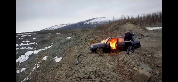 Авто взарвалась в горах - Моё, Авто, Авария, Чудаки, Юмор