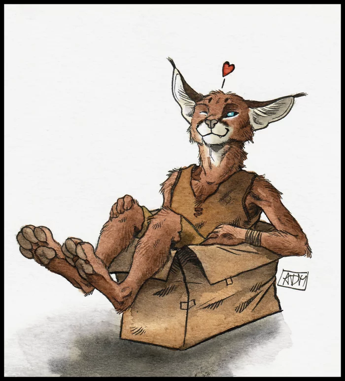 Post #7553172 - cat, Furry, 0laffson, Box, Box and cat, Digital drawing, Art