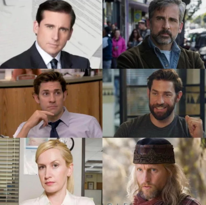 How much a beard changes its appearance... - Steve Carell, John Krasinski, Woody Harrelson, Beard, Actors and actresses