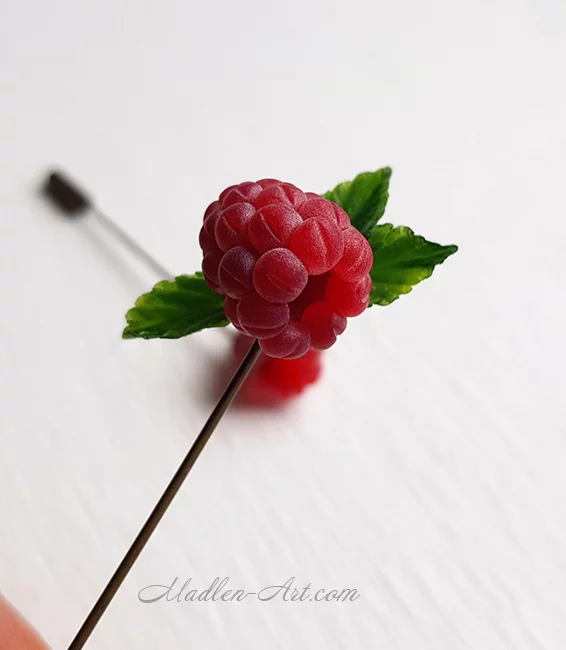 Decoration with raspberries, made to order, brooch-pin for a wonderful girl from Canada) - My, Decoration, Raspberries, Berries, Brooch, Handmade, Creation, Needlework without process, Mascot