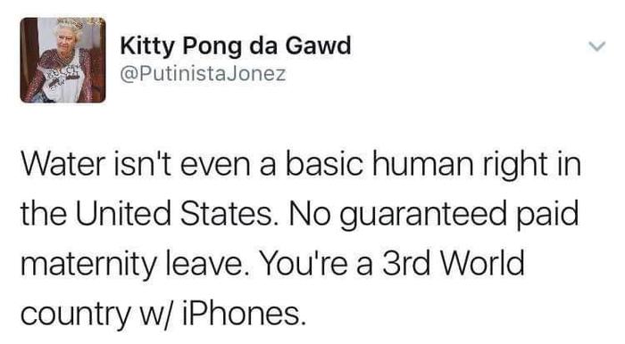 Listen, it's a shame, I swear, it's a shame... - USA, Twitter, Third World, Water, iPhone, Screenshot, Politics