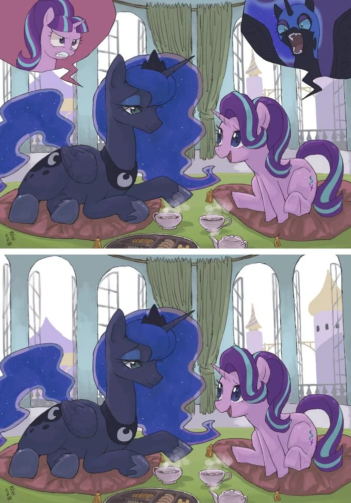 Discussing their evil past - My little pony, PonyArt, Princess luna, Starlight Glimmer, Yanamosuda, Nightmare moon