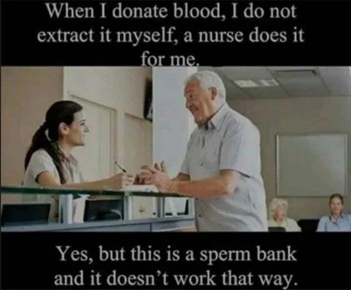 Post #7574782 - Donor, Nurses, Sperm bank, Service, Picture with text, Translation, Humor