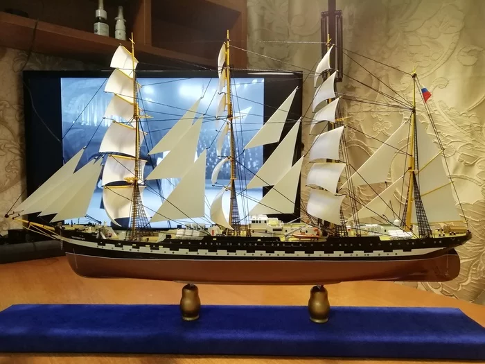 Bark Kruzenshtern Zvezda 1:200 - My, Bark, Stand modeling, Scale model, Prefabricated model, Kruzenshtern, Vessel, Sailboat, Hobby, Longpost