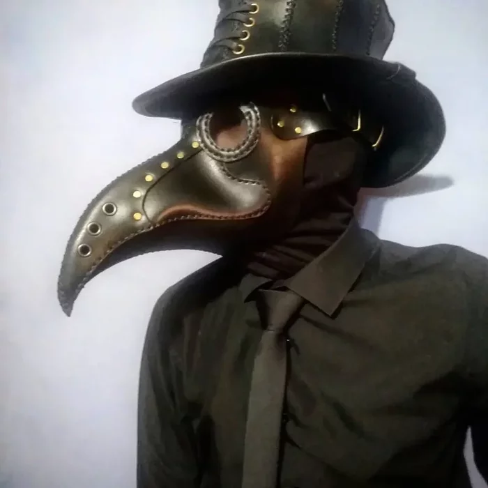 Plague doctor image - My, Mask, Plague Doctor, Hat, Cosplay, Leather products, Video, Longpost, Needlework without process