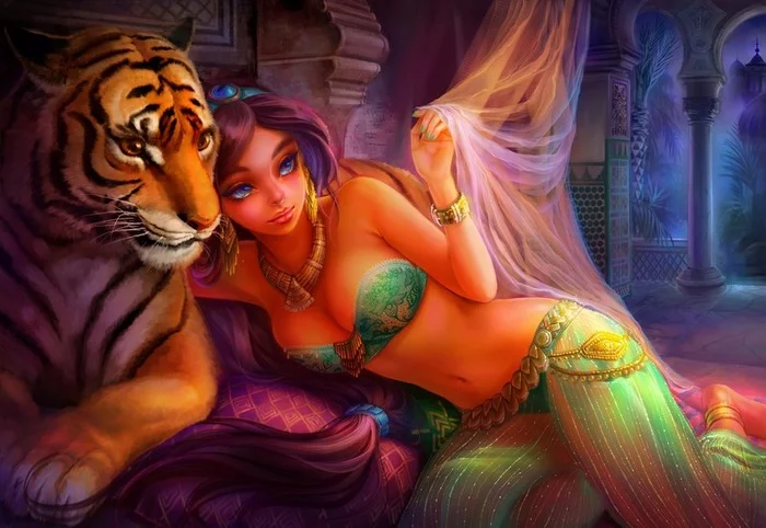 Jasmine and Raja - Walt disney company, Art, Drawing, Princess jasmine, Shawli2007