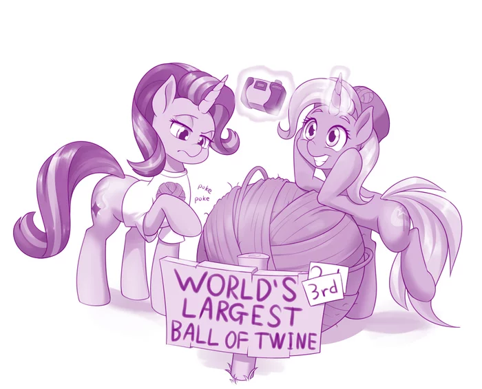 Two fillies and the world's third largest ball of thread - My little pony, PonyArt, Starlight Glimmer, Trixie, Dstears