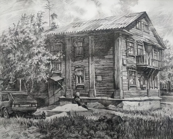 Old house on Uralmash - My, Drawing, Graphics, Yekaterinburg, House, Longpost, Pencil drawing