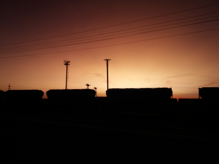 Railway sunset - My, Photo on sneaker, Sunrises and sunsets