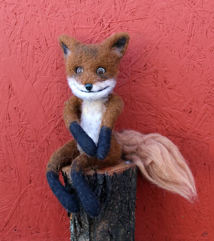 Typical photo session - My, Needlework without process, Longpost, Stoned fox, Dry felting, Fox