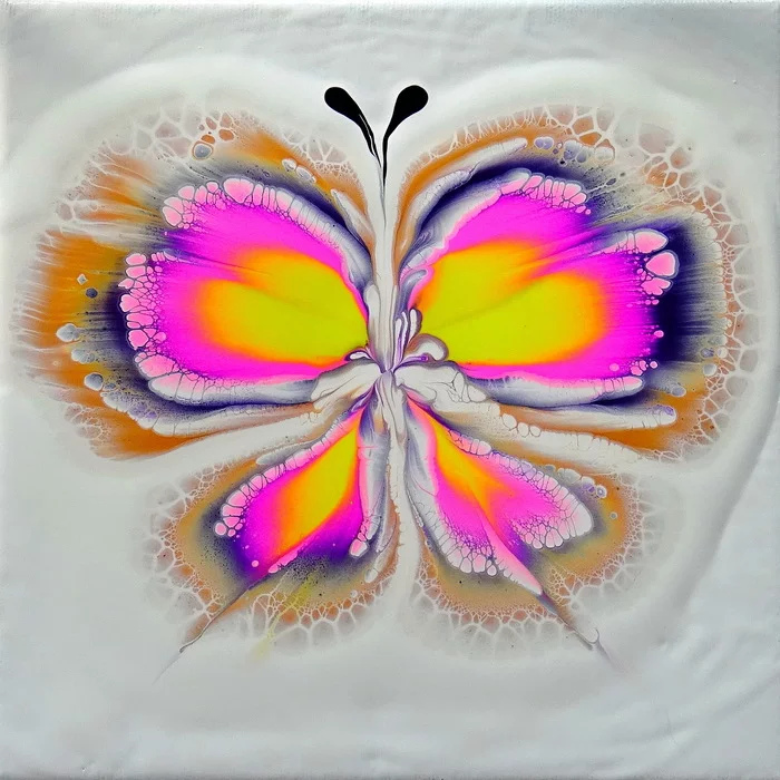 BUTTERFLY ~ BOTTLE BOTTOM reverse dip with paper napkin ~ Acrylic painting - My, Paints, Acrylic, Video, Longpost