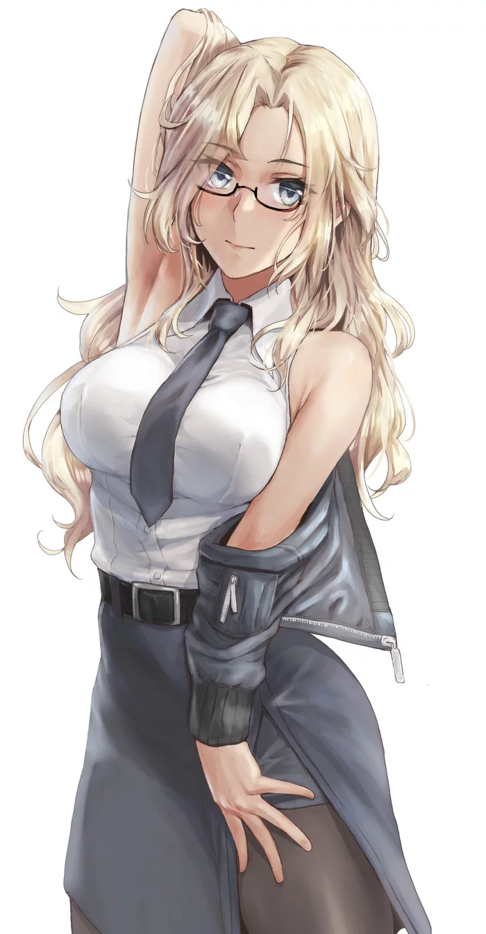 Honee-chan - Kantai collection, Hornet, Anime, Anime art, Glasses, Sugoi dekai, Longpost, Armpits