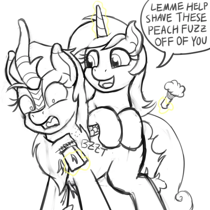 Silly Lyra and third degree burns - My little pony, PonyArt, Lyra heartstrings, Cinder glow, MLP Kirin, Sketch