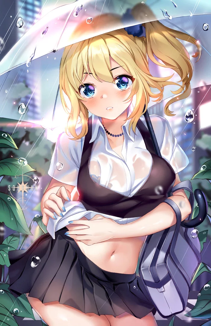 Hayasaka in the rain - Hayasaka ai, Kaguya-Sama wa Kokurasetai, Anime art, Anime