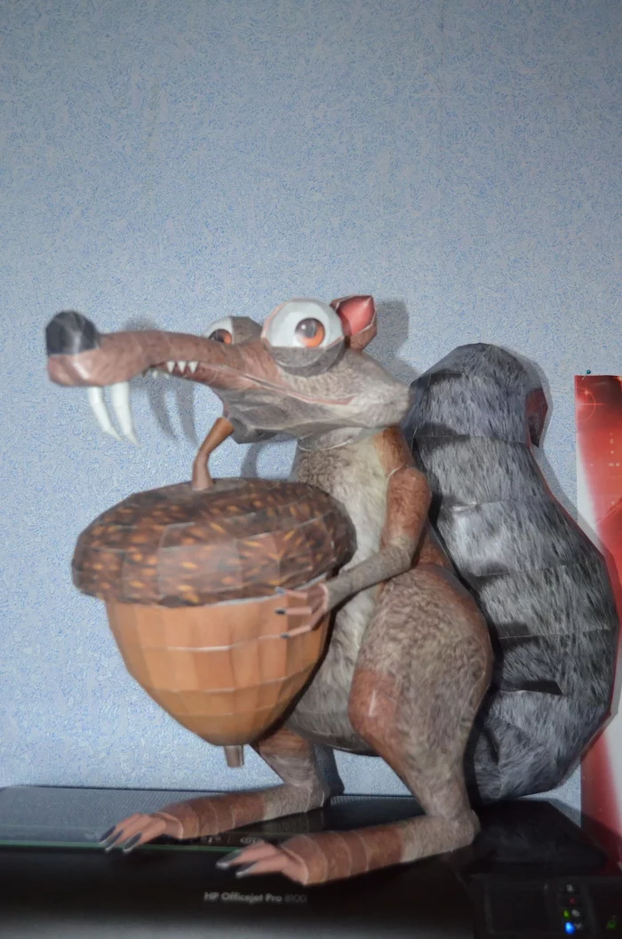 Scrat saber-toothed rat squirrel - My, Papercraft, , Cartoons, With your own hands, Paper modeling, ice Age, Longpost, Needlework with process, Scratch