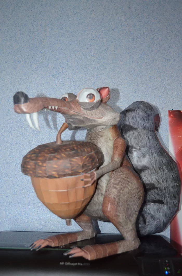 Scrat saber-toothed rat squirrel - My, Papercraft, Scratch, Cartoons, With your own hands, Paper modeling, ice Age, Longpost, Needlework with process