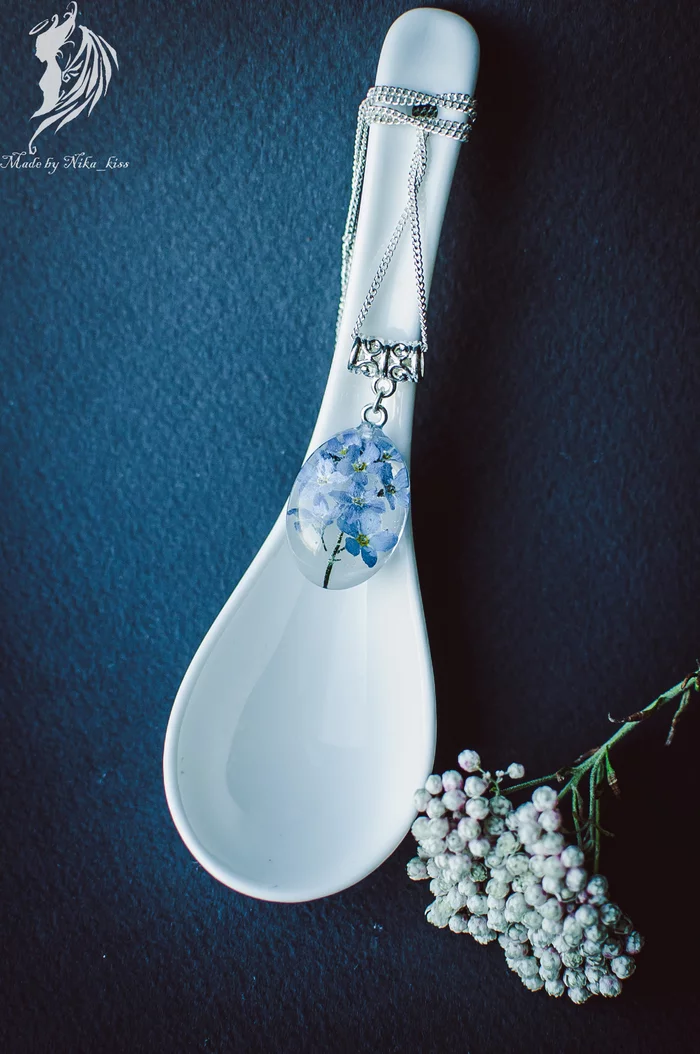 Forget-me-nots in epoxy resin - My, Handmade, Epoxy resin, Bijouterie, Needlework without process, Forget-me-nots, Nika_kiss, Longpost