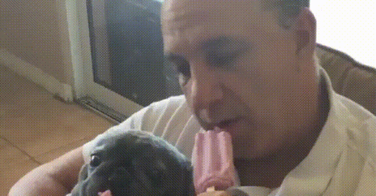 You should always share with your best friend! - Animals, Dog, Men, Food, Ice cream, Friends, GIF