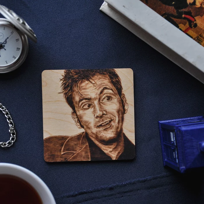 Drink tea with Ten - My, Doctor Who, Serials, Huvian, TARDIS, David Tennant, Pyrography, Timelord, For tea