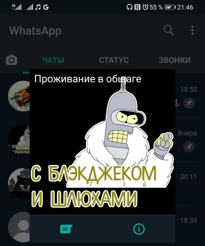 Community chat - Whatsapp, Futurama, Blackjack and whores, Screenshot