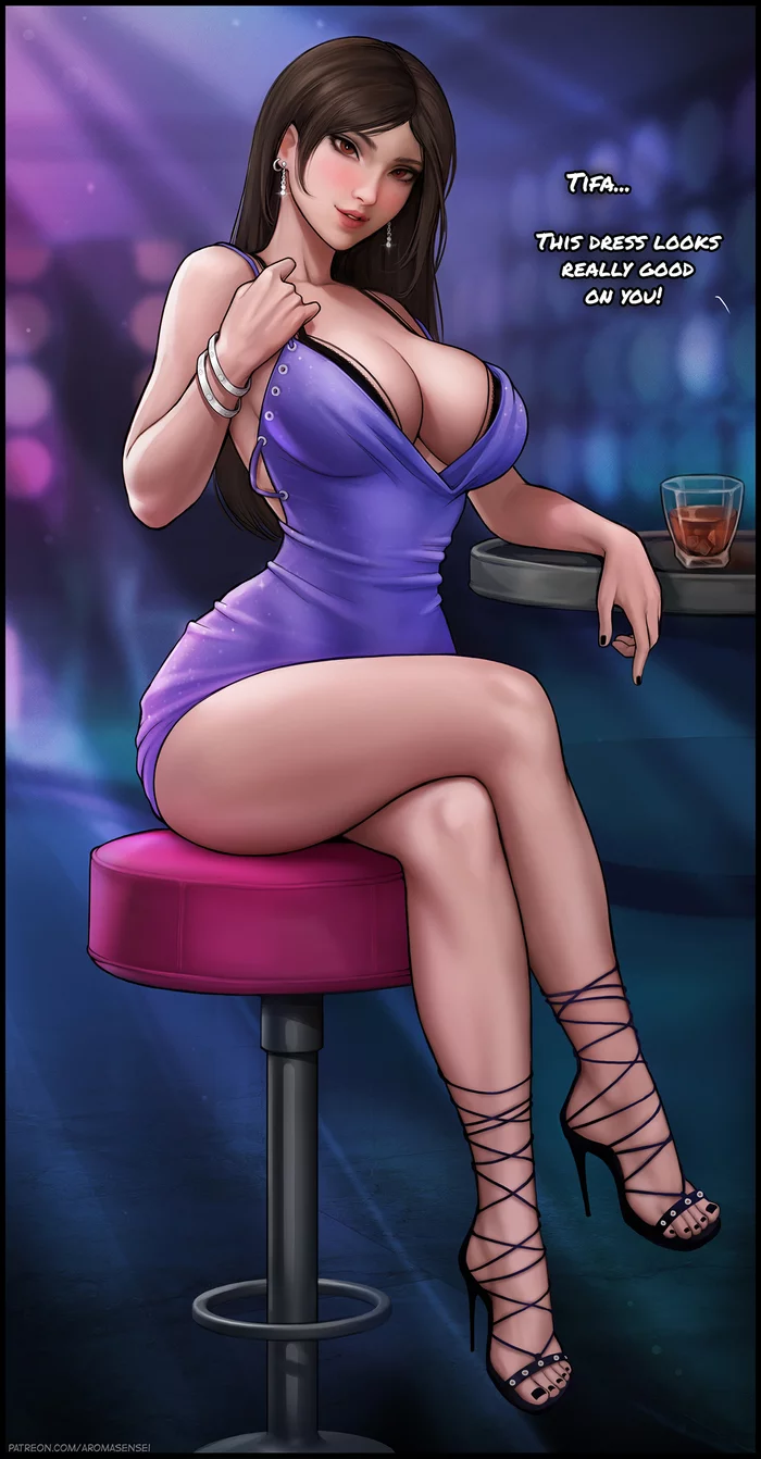 Tifa is clubbing ! - NSFW, Арт, Final Fantasy VII, Tifa Lockhart, Эротика, Game Art, Нижнее белье, Попа, Aromasensei, Длиннопост