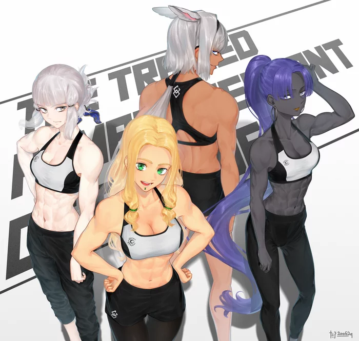 Girls from Fate Grand Order - Muscleart, Strong girl, Fate grand order, Anime, Anime art, Art, Fitonyashka, Longpost, 