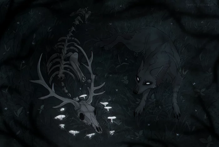 Until we meet again - Nataliedecorsair, Art, Bones, Wolf, Skeleton, Gloomy