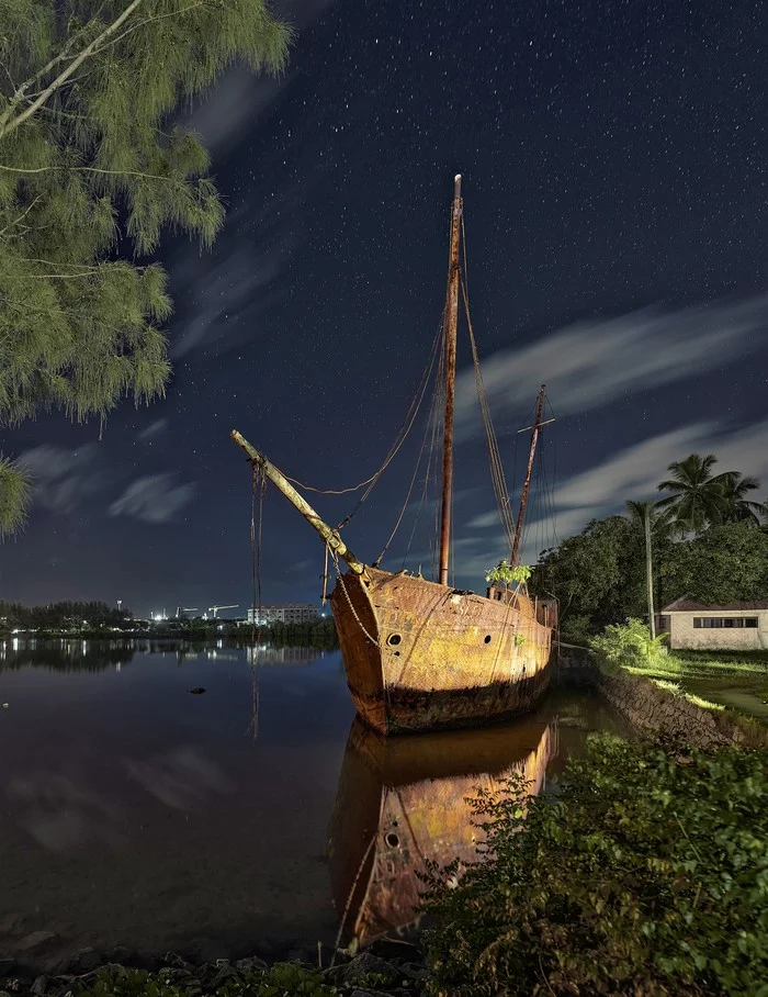 Old ship - My, Ship, Night, Ocean, Stars, Pirates, Night shooting, Travels, The photo