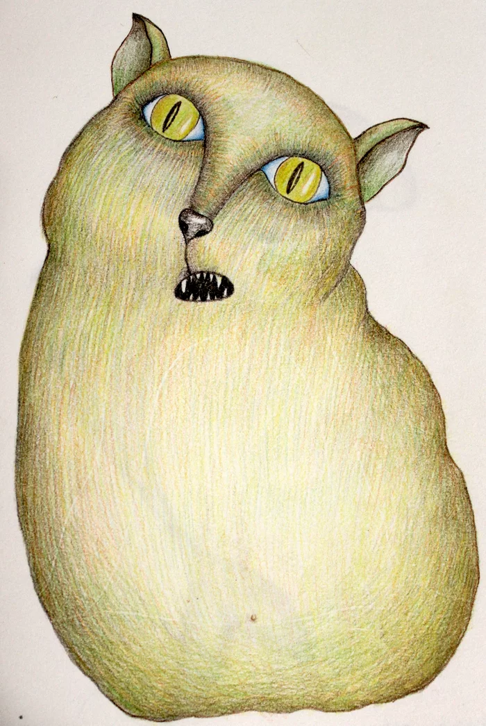 Hello, I'm Cat - My, Colour pencils, Drawing, cat