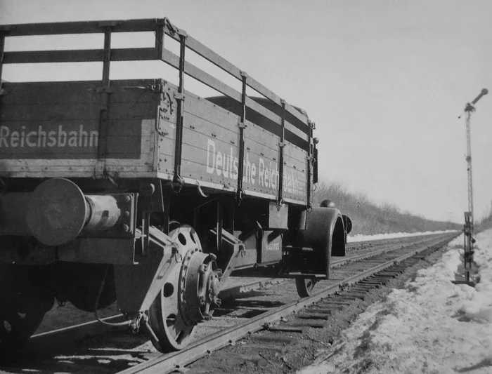 German truck Magirus on rails - Third Reich, Truck, The Great Patriotic War, The Second World War, Railway