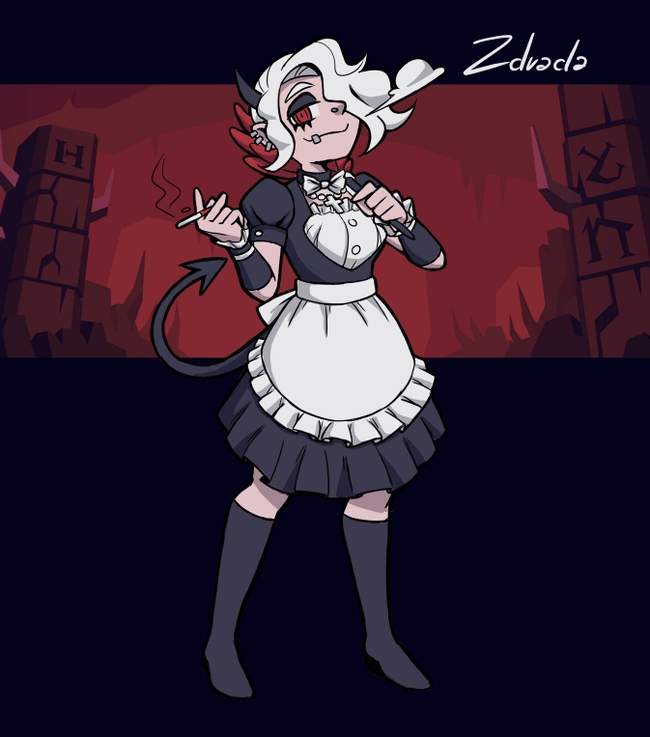 MaidTaker (bonus in comments) - Helltaker, Housemaid, Pandemonica, Modeus, Cerberus, Lucifer, Malina, Justice, Longpost, Beelzebub