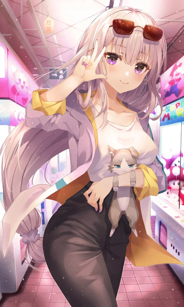 Casual Emilia - Re:Zero Kara, Emilia, Puck, Anime Art, Аниме, Кот