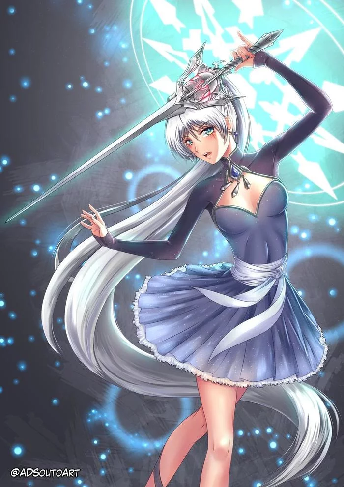 Weiss Schnee - Аниме, RWBY, Anime Art, Арт, Рисунок, Красивая девушка, Weiss Schnee, Adsouto