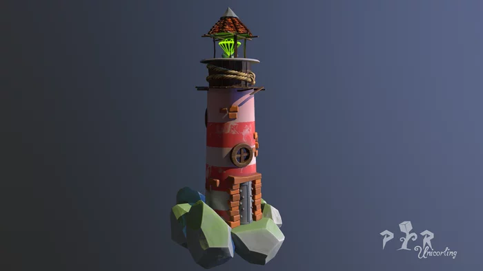 cartoon lighthouse - 3D, Lighthouse, Computer graphics, Cartoon style, Longpost