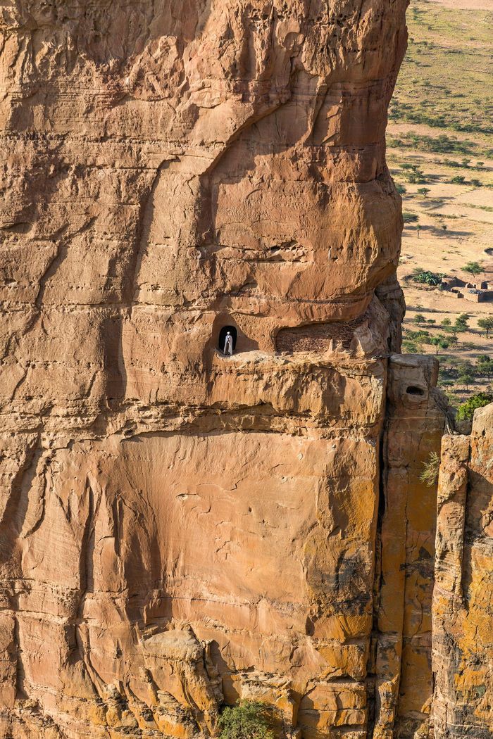 Priest at the entrance to the Abuna Yamata Guh Church (Ethiopia) - The mountains, Church, Ethiopia, Religion, Africa, Longpost