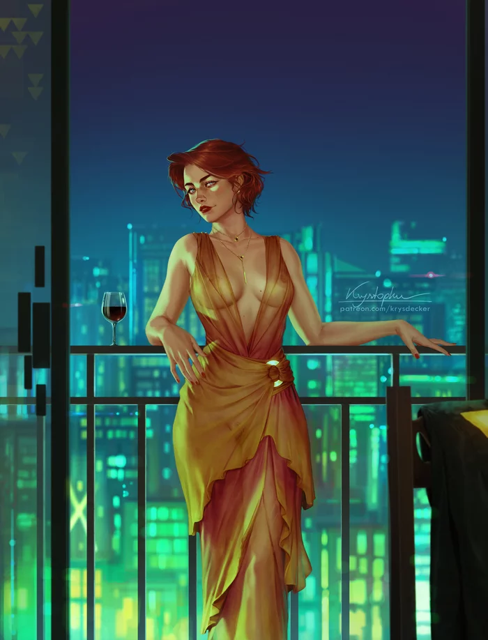 Red (NSFW) - NSFW, Арт, Игра Transistor, Эротика, Game Art, Сиськи, Волосы на лобке, Krysdecker, Длиннопост, Red (Transistor)